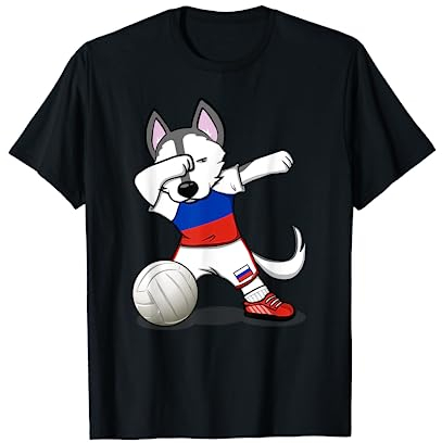 Dabbing Husky Russland Volleyball-Fans Trikot – russische Flagge T-Shirt