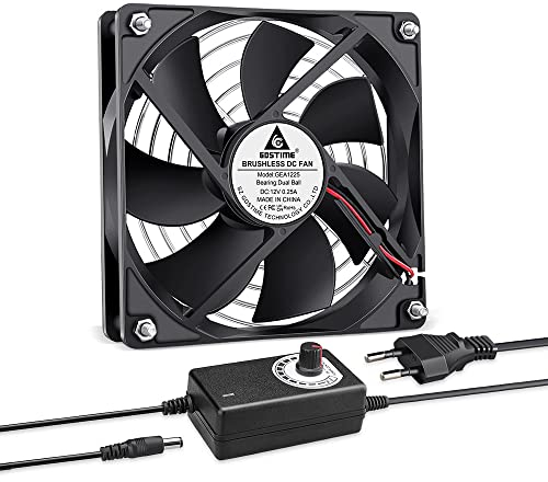 GDSTIME 120mm PC Lüfter 230V 120mm x 25mm Computer Lüfter Dual Kugellager mit 4V -12V Geschwindigkeit Kontrolle 3000 U/min 120 x 25 220V PC Ventilator für Laptop Router Schrank Workstation Server