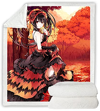 NECEHY Anime Decke Date A Live Kurumi Tokisaki Wolldecke Picknickdecke Reisedecke geeignet für Heimreisen,Q,150 * 200CM