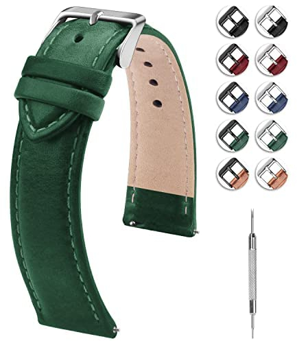 Fullmosa Correa Reloj 22mm, Correa de Cuero Vintage Reemplazo Compatible con Garmin Forerunner 255/265,Samsung Gear S3 Classic/Frontier/Galaxy Watch 46mm