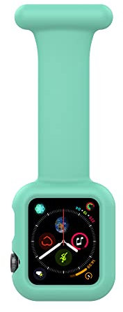 Makzib Fob for Apple Watch for Nurses Doctors Healthcare Paramedics, Silicone Pin Fob, 2 in 1 Infection Control Design Compatible with iwatch Series 7, 6, SE,5,4,3,2,1 (38/40/41mm, Pastel Green)