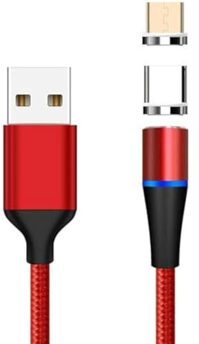 PremiumCord Cable Magnético de Carga Y Datos USB-C Y Micro USB, USB 2.0, Macho A Macho, Velocidad 480Mbit/s, Color: Rojo, Longitud: 1m