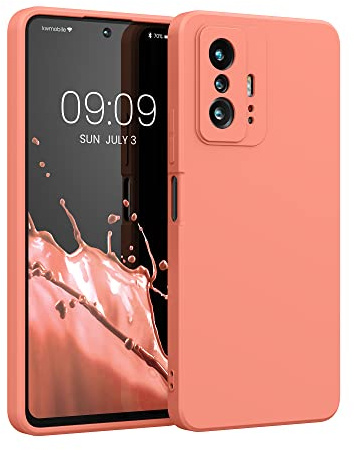 kwmobile Hülle kompatibel mit Xiaomi 11T / 11T Pro Hülle - gummierte TPU Silikon Handyhülle - Schutzhülle für kabelloses Laden - Case in Neon Koralle
