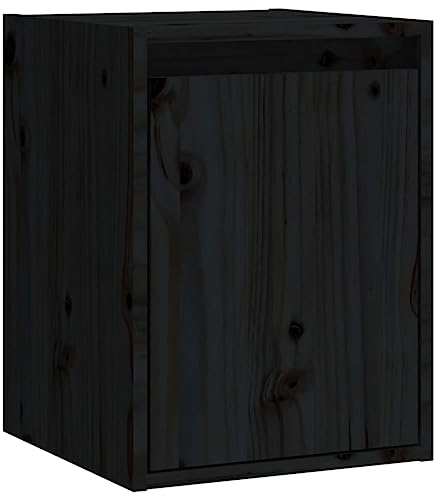 vidaXL Wandschrank Hängeschrank TV Schrank Holzschrank TV Möbel Regal Aufbewahrung Wohnzimmer Bücherschrank Schwarz 30x30x40cm Massivholz Kiefer