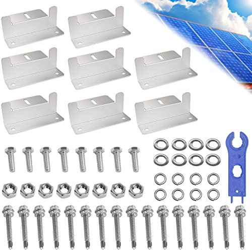 STCRERAG 8 PCS Support en Z Panneaux Solaire Support en Aluminium Support Montage Panneau Solaire en Z avec Ecrous et Vis Fixation Panneau Solaire pour Yachts, Voitures, Bateaux, Toit, Camping-car