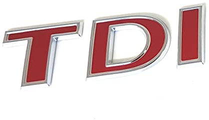 Volkswagen 7E0853675KGQF Schriftzug TDI Logo Aufkleber Emblem, Chrom/rot