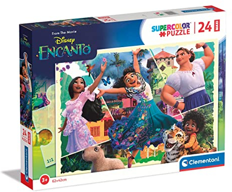 Clementoni - 24246 - Supercolor Puzzle - Disney Encanto - Puzzle 24 Maxi Teile Ab 3 Jahren, Buntes Kinderpuzzle Mit Besonderer Leuchtkraft & Farbintensität, Geschicklichkeitsspiel Für Kinder