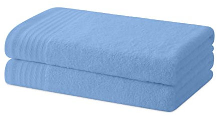 Degrees home - Lot de 2 Serviettes de Bain ou de Douche - Ensemble de Serviettes - 100% Coton - 480g/m2-130x65 cm - Bleu Ciel