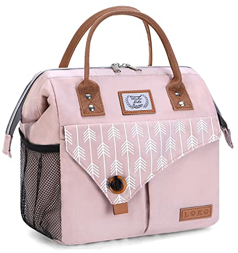 Lekespring Borsa da Pranzo Isolata per le Donne a Tenuta Stagna da Pranzo per Gli Uomini, Borsa da Pranzo Termica Ampia Aperta per la Scuola di Lavoro Picnic Viaggio 10 Litri, rosa