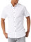 DKNY Mens Short Sleeve Button Down Shirts - Casual Dress Button Up Short Sleeve Shirts for Men | Stretch Cotton, White, XL