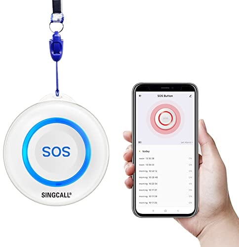 SINGCALL Tuya WiFi Smart SOS-Notrufknopf für Senioren, Kinder, Persönlicher Alarm für ältere Patienten, Blaue Notruftaste, mit Telefon verbunden (Geeignet für häusliche Umgebungen)