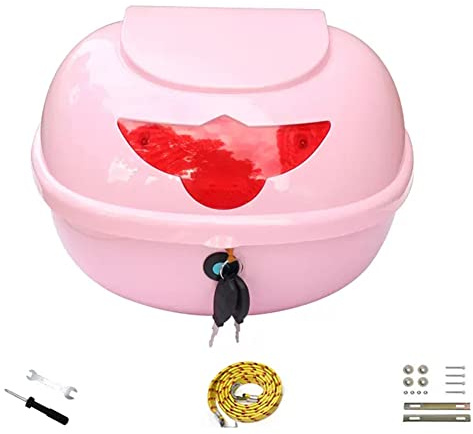 AVIITI Motorrad Touring Top Box, Zur Aufbewahrung Von Motorradzubehör Für Helme, Mit Reflektorstreifen Und Sicherheitsschloss,Rosa,38x31x24cm