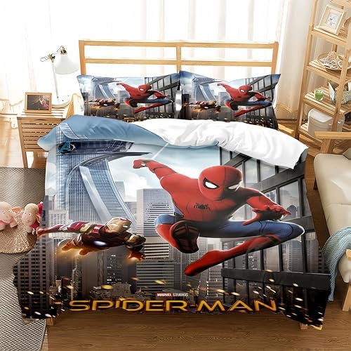Glurak Spider Bettbezüge und Kissenbezüge für Kinder - Luxus 2-teiliges Geschenkset: Sofort einsatzbereit, Inklusive 1x135*200cm Bettbezugs und 1x80*80cm Kissenbezüge