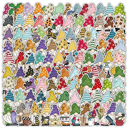 Gnome Aufkleber für Laptop (100 PCS),Geschenk für Kinder Jugendliche Erwachsene Jungen,Zwergenwuchs Stickers Wasserdicht Vinyl Aufkleber für Scrapbook,Skateboard,Auto,Gepäck