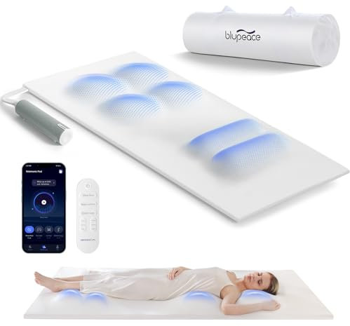 Ganzkörper-Massagematte, Massagekissen für Bett, Massagegerät mit Smart-App für Nacken und Rücken, Oberschenkel, Beine - Entspannen und Verjüngen mit 3 Modi für erholsamen Schlaf - Tragbares und