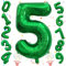 40 Inch Dark Green 5 Number Balloons, Large Foil Self Inflating 5th Birthday Number Balloon, 0-9 Set Number Ballons for Girls Men 25th 35th Birtyday Party Anniversary Jungle Decorations Supplies