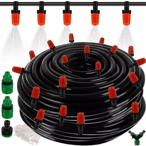 Vernebler-System für Terrasse, Garten, 10 m, Set mit Wasser- oder Diffusor, für den persönlichen Gebrauch durch Vernebler oder Bewässerung zum Tropfen oder durch Diffusoren, Sprinklerrohr, Pflanzen,