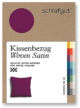 schlafgut Woven Satin Kissenbezug 80x80 cm Purple Deep Uni in Premium Hotelqualität, Kopfkissenbezug einzeln mit 100% weicher Baumwolle
