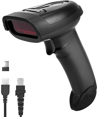 NetumScan Wireless Barcode Scanner 2 in 1 (2.4G Wireless & USB Wired) Handheld 1D Bar Code Reader USB Rechargeable for Computer MAC Laptop 1698W
