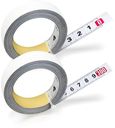 KLEHOPE 3m Tape Measure, 2 Pieces Measurement Tape, tape measures, Self-Adhesive White Lacquered Measuring Scale With Clear and Accurate Markings for Measuring on Workbenches and Vertical