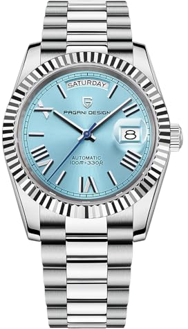 Pagani Design Hommes Automatique, Calibre NH36A Hommes DD40 AR Mécanique Verre Saphir, étanche à 100 mètres Hommes PD-1783 Classic Casual Sport Watch (Bleu Ciel AT-1783)