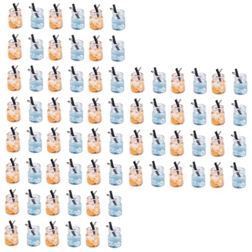 STOBOK 90 Pcs Resin Diy Accessories Mini Bottle Charms Milk Tea Jewelry Making Jewelry Earrings Resin Cabochons Jewelry Beads Diy Charms Bottle Circle Plastic Material Fruit Beverage Can