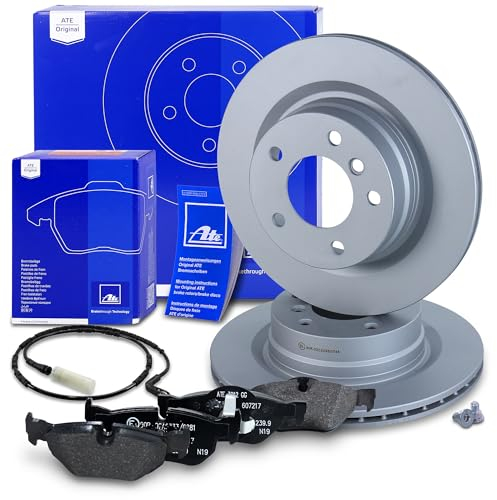ATE Bremsenset Hinterachse inkl. Bremsscheiben hinten Ø 300 mm belüftet und Bremsbeläge hinten + Verschleißkontakt Kompatibel mit BMW 1er, 3er