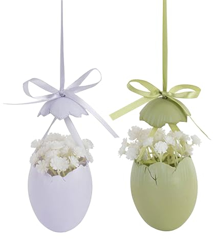 MAQA Uova Decorative Verde/Lilla da Appendere, Regali di Pasqua e Decorazioni per Una tavola Pasquale Perfetta, Pezzo Decorativo di Uova di Pasqua appese, Idea di Arredamento per la casa Pasqua