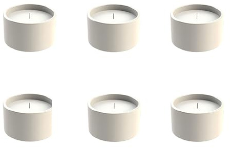 Flammschalen Citronella für draußen 6 Stück - Outdoor-Kerzen Terracotta - Für deinen Garten - Feuerschalen im 6er Set, 15 h Brenndauer - Ø 9,8 x H 6,2 cm (weiß)