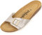 Palado Pantoletten Damen Malta Metallic – gefertigt in Spanien – weiche Veloursleder-Decksohle – robuste EVA-Sohle – edles Metallic-Design Beige/Beige UK6 - EU39