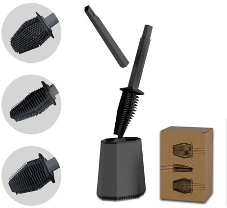 Brosse WC en Silicone Noir - Balai Toilette Mural avec Support à Séchage Rapide pour Salle de Bain