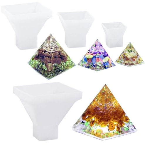 FORYNXHWIN 4 Stück Pyramid Silikonform, Resin Silikonformn Pyramide Schmuck, Super Pyramide Form für Harz Handwerk Schmuck Silikon Form für Bastelarbeiten, Ornamente, Kunst