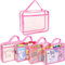 Toy Zippered Blocks Set for boy girls - 4PC Extra Large PVC Storage Organizer Bags with Mesh Side Pockets for Puzzle, Clay, Book, Small Models and Mini Plush Toys. XL: 34 x27 x8 (Pink)