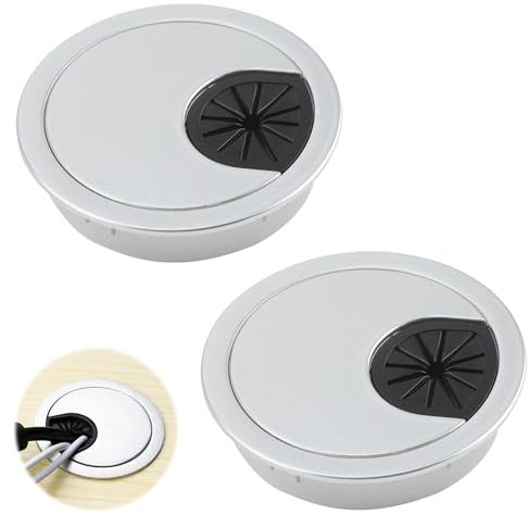 SMCEHEYA 2 Pcs Desk Grommet 60MM Desk Hole Cover Cable Hole Cover for Wire Management Thickened Plastic Computer Desktop Port Hole Cove for Home and Office