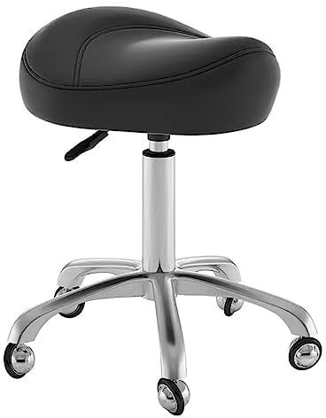 SXTYFBB Rollbarer Sattelhocker mit geteilter Sitzfläche, schwarz, ergonomischer Drehsattelstuhl mit Rückenlehne, hydraulischer Hebehocker für Zahnarztpraxis, Krankenhaus, Home-Office-Schreibtisch