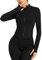 XDSP Damen Laufjacke Sportjacke Langarm Yoga Tops Gym Shirt Atmungsaktive Fitness Sport Oberteile Sportjacke Reißverschluss Leicht Trainingsjacke mit Daumenloch zum Laufen, Radfahren, Wandern