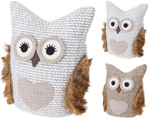 Fabric Owl Doorstop | Decorative Fabric Barn Owl Door Stop | Novelty Bird Door Stopper Weighted Indoor Door Stop Owl -23cm ~ Colour Varies One Supplied