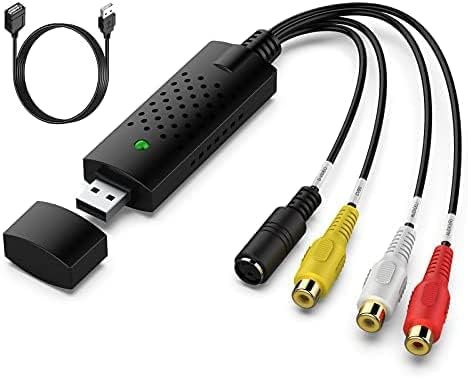 Convertitore di video e audio USB, scheda di acquisizione video digitalizza video, convertitore da VHS a digitale, da qualsiasi sorgente analogica, tra cui VCR, VHS, DVD, per Windows 11/10/8/