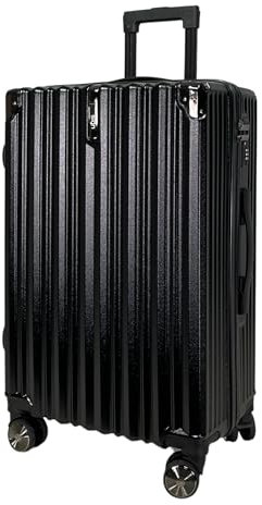 SIGN Hartschalen Reisekoffer Trolley ABS Tasche Leicht 4 Doppelrollen (Handgepäck-Mittel-Groß-Set) Nummernschloss (Schwarz, Handgepäck (55cm))