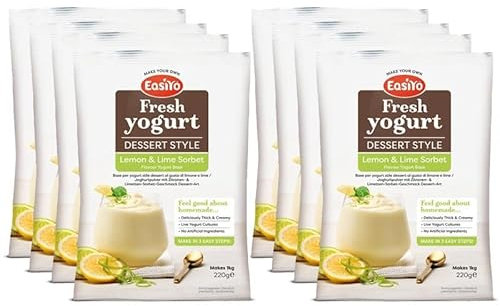 EasiYo Yogurt Dessert Lemon and Lime Sorbet, 8 Pack | Each Sachet Makes 1 kg Yoghurt
