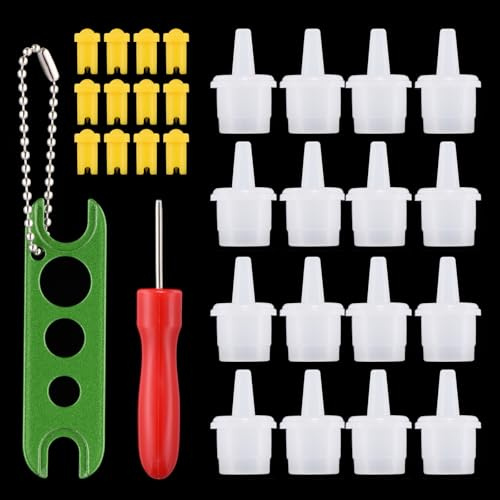 POCMKO 38 Pieces Lash Glue Replacement Tops Kit, Eyelash Glue Bottle Plug Blocking Needle, Adhesive Pins Plastic Bottle Sealer