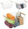 Relaxdays Drahtkorb, 3er Set, Metall, Holzgriffe, HxBxT: 16 x 31 x 21 cm, eckiger Aufbewahrungskorb, Bad & Küche, weiß