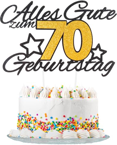 Yiran Gold Schwarz 75th Geburtstag Tortendeko, Alles Gute Zum Geburtstag Torte 75 Jahre,Happy 75th Birthday Kuchen Topper Geburstagstorte fur Jungen Mädchen Deko Glitzer Schwarz Gold