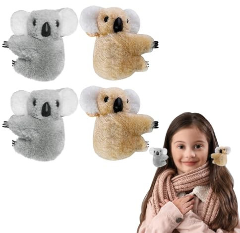 Pinces à Cheveux pour Femmes, 4 PCS Pince Cheveux, Koala Pinces à Cheveux en Peluche, Pince Cheveux Enfant Fille, Clip Latéral Koala Pince, Convient aux Filles, Clip de Décoration D'article