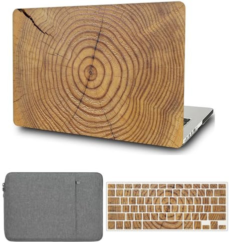 FFBOFFC Case Compatible with MacBook Pro 13 Inch Case 2015 2014 2013 2012 Release Model A1502 A1425 with Retina Display, Plastic Hard Shell Case & Keyboard Cover Skin & Sleeve Bag, Wood grain