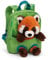 Rucksack mit Plüschtier 21x26cm Roter Panda 25cm - grün - Abnehmbarer Pluschspielzeug Weich Flauschig, Kindergartenrucksack mit Kuscheltier für Jungen und Mädchen | 61747