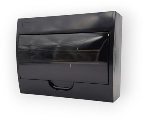 EDELIZON | Aufputz Sicherungskasten Schwarz mit 12 Modulen | IP40 | Kompakter Kleinverteiler mit Hutschiene | Verteilerkasten bis 63A