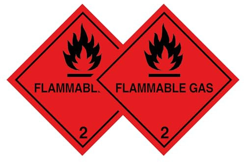 Tek Automotive Flammable Gas 2 Aufkleber – Doppelpack (10 x 10 cm) | Warnschilder für Gasflaschen, Fahrzeuge, Lagerung und Transport | glänzendes permanentes Vinyl – für den Innen- und Außenbereich
