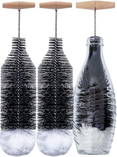 Grunda Goupillon de 35 cm, paquet de 2, compatible avec les bouteilles en verre Sodastream, brosse de nettoyage sans rayures, élimine la saleté tenace, brosse de nettoyage avec ajustement parfait