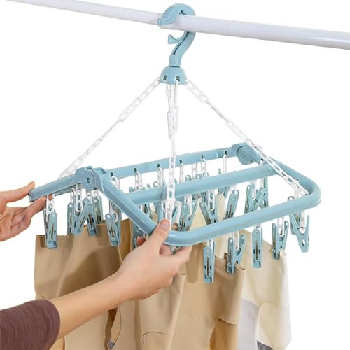 Underwear Trailer Drying Clip, Rotary Bar Drying Bar with 32 Clips | Clip and Dripping Brackets, Rotatable Clothes for Clothing, Lingerie, Clothing, Bras